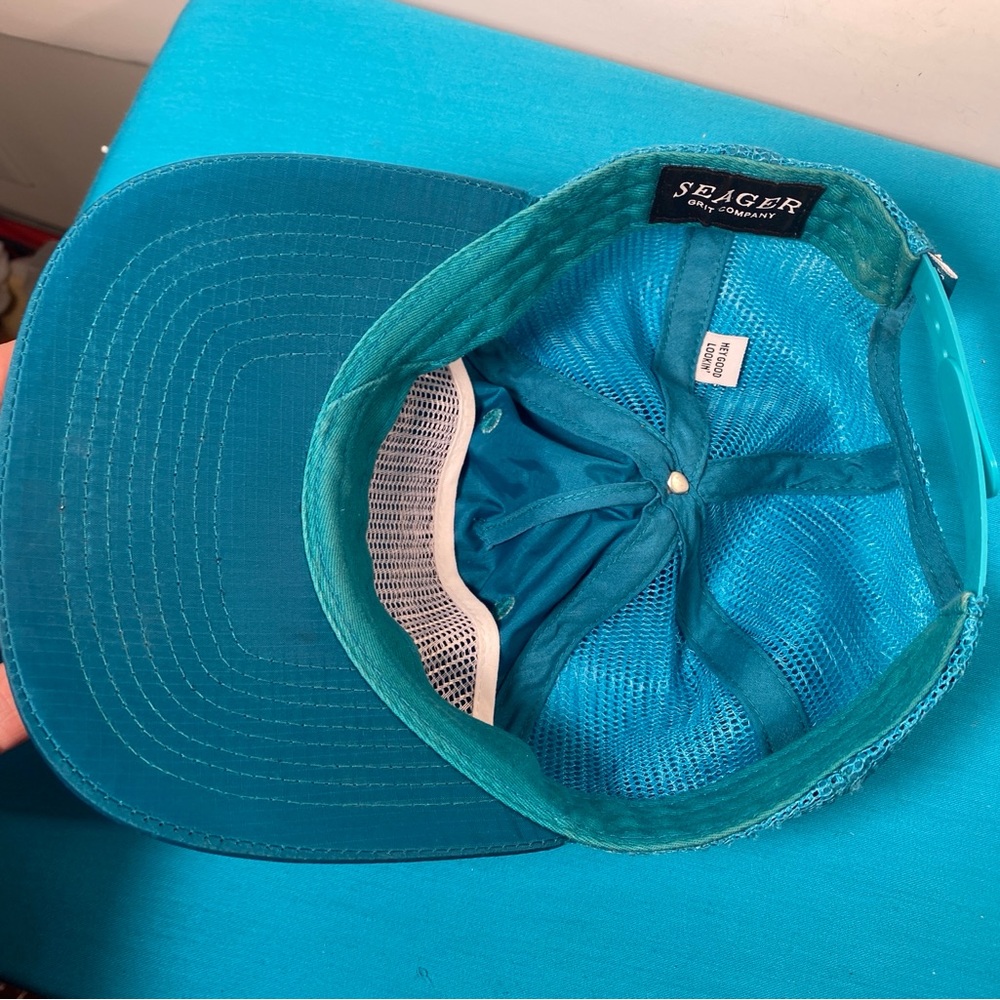 Seager Blue Mesh SnapBack Men's Hat - Picture 6 of 9